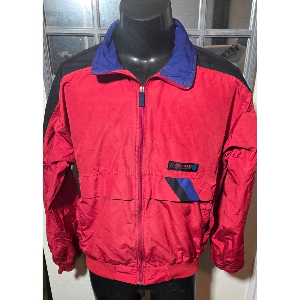 Sunbuster Performance Sports Apparel Windbreaker Jacket Red Black Blue Mens XL